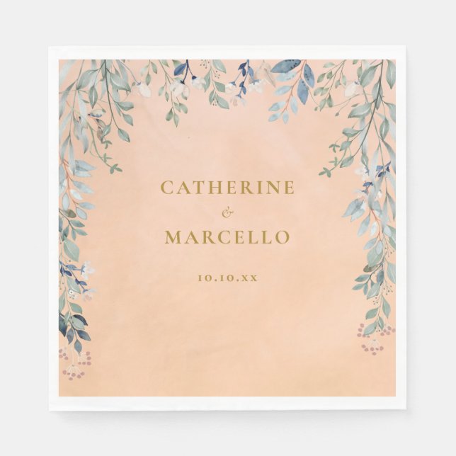 Serviette En Papier Cascade Floral de Verdure Mariage Rustique (Devant)