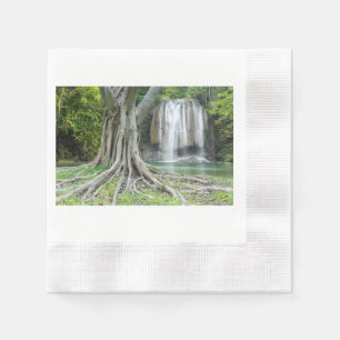 Serviette En Papier Cascade sereine et arbre majestueux Nature Napkin