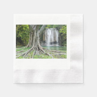 Serviette En Papier Cascade sereine et arbre majestueux Nature Napkin