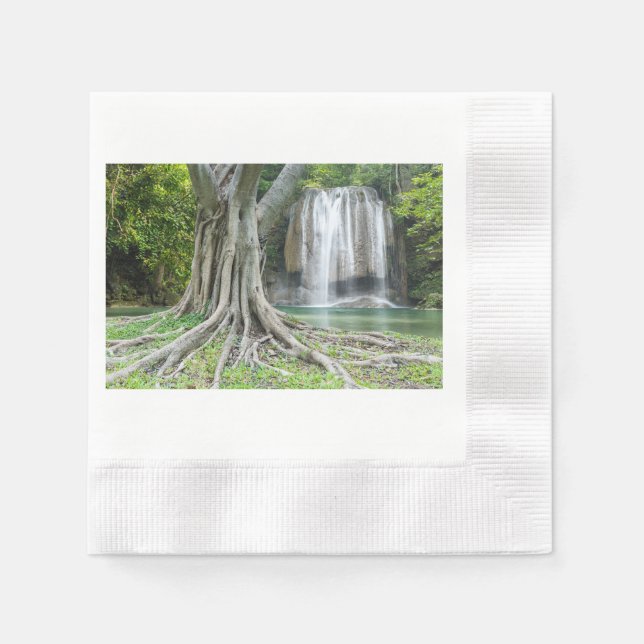 Serviette En Papier Cascade sereine et arbre majestueux Nature Napkin (Devant)