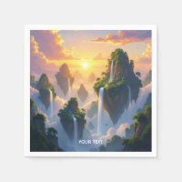 Cascades des îles du coucher de soleil Imaginaire