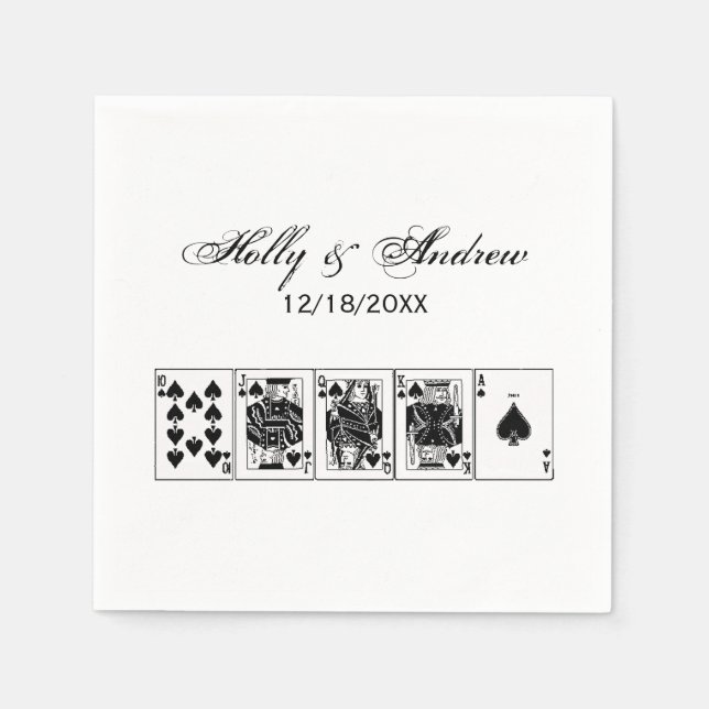 Serviette En Papier Casino Night Poker Royal Straight Flush Spades (Devant)