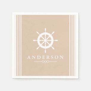 Serviette En Papier Casque de navire blanc nautique