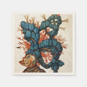 SERVIETTE EN PAPIER CASQUE DE NUIT ANTIQUE AVEC BLEU ROUGE