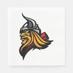 Serviette En Papier Casque et barbe de la tête de guerrier viking Fier