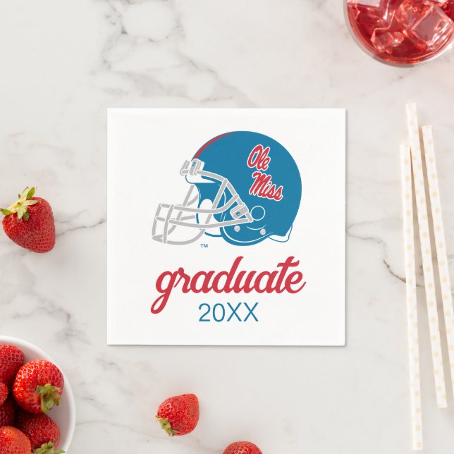 Serviette En Papier Casque Ole Miss Football | Bleu clair (En situation)