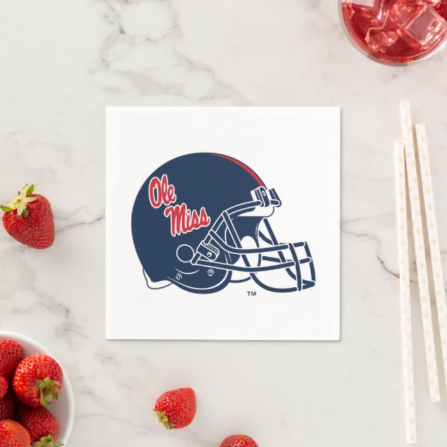 Serviette En Papier Casque Ole Miss Football | bleu foncé (En situation)