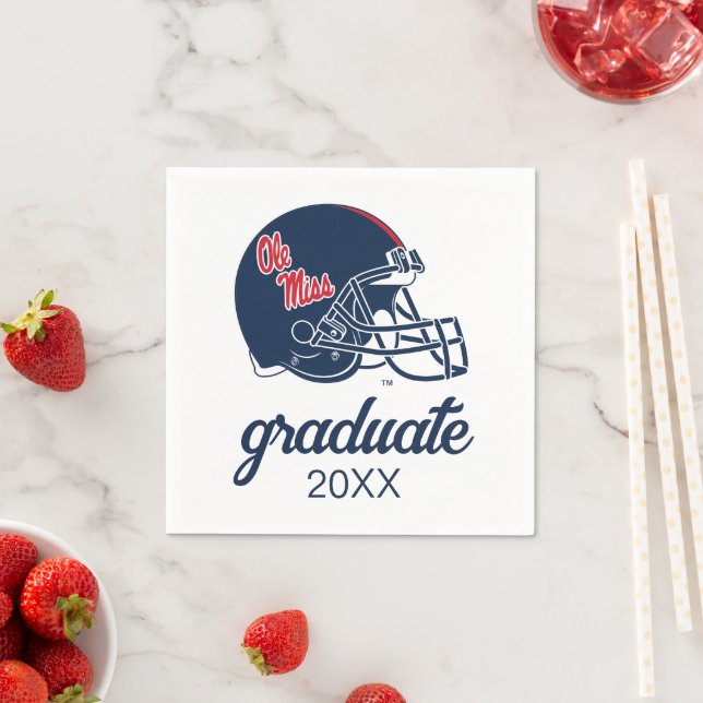 Serviette En Papier Casque Ole Miss Football | bleu foncé (En situation)