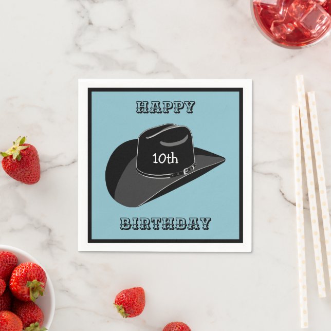 Serviette En Papier Casquette d'anniversaire Cowboy (En situation)