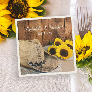 Serviette En Papier Casquette de cowboy, tournesols, Mariage de l'Oues