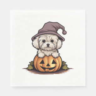 Serviette En Papier Casquette de la sorcière d'Halloween Chien Citroui