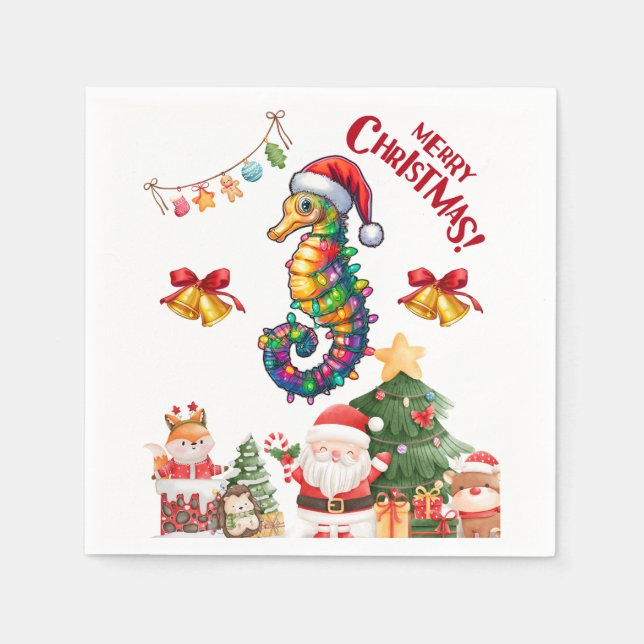 Serviette En Papier Casquette de Noël de Seahorse (Devant)