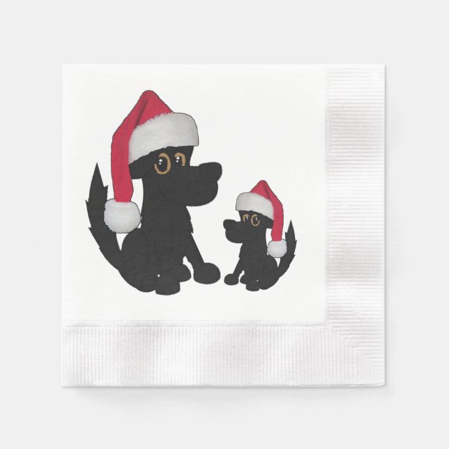 Serviette En Papier Casquette de Noël Doggie (Devant)