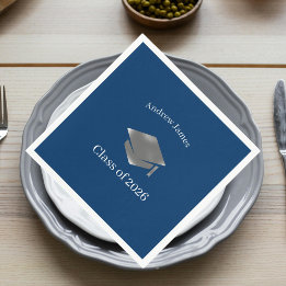 Serviette En Papier Casquette de remise des diplômes argentée - Promot