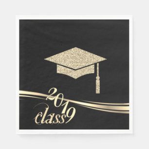 Serviette En Papier Casquette de remise des diplômes pailletée or élég