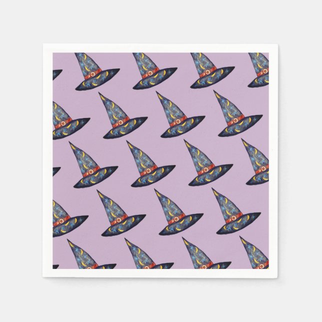 Serviette En Papier Casquette de sorcière noire Dessin serviettes (Devant)