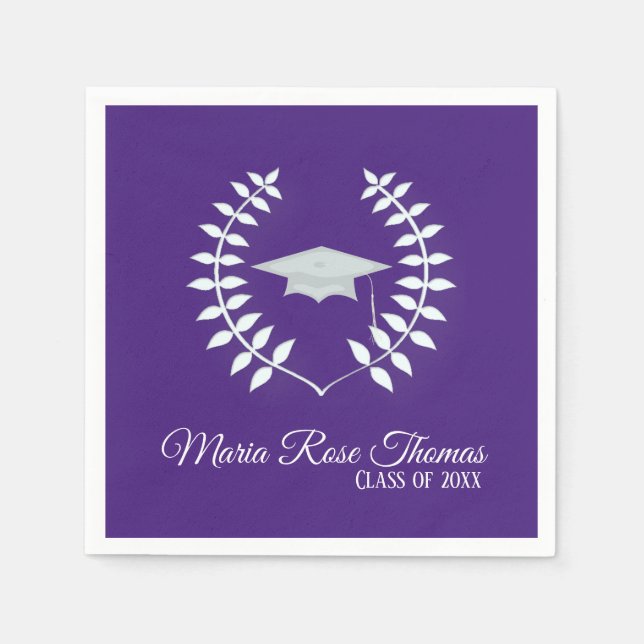 Serviette En Papier Casquette et Feuilles en papier violet (Devant)