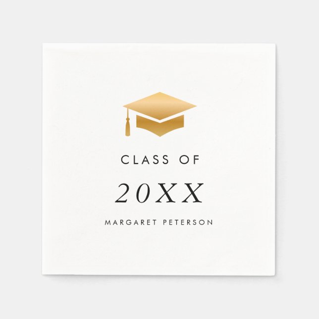 Serviette En Papier Casquette minimum Gold Grad Moderne Graduation Par (Devant)