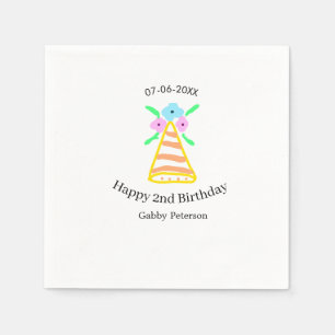 Serviette En Papier Casquette orange 2e anniversaire enfants rétro flo