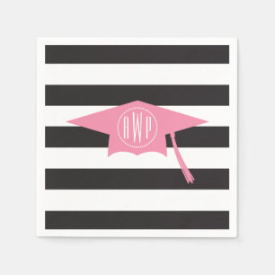 Serviette En Papier Casquette rose décoré d'un monogramme d'obtentio