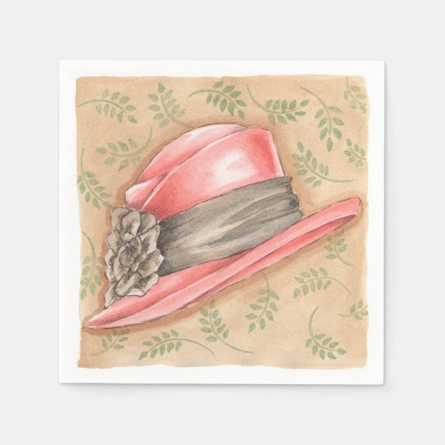 Serviette En Papier Casquette rose - Papier (Devant)