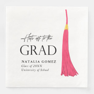 Serviette En Papier Casquettes De La Fin De La Grad Rose & Gold Tassel