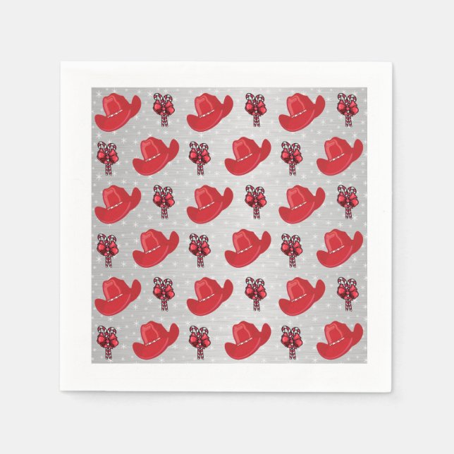 Serviette En Papier Casquettes Et Sucres de canne De Noël Occidentaux (Devant)