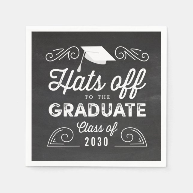 Serviette En Papier Casquettes Hors Chalkboard Graduation serviettes (Devant)