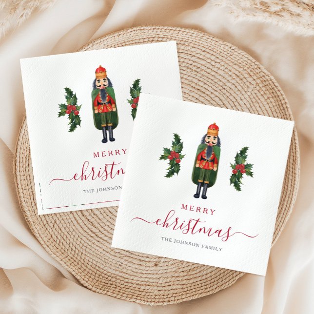 Serviette En Papier Casse-noisette de fête Joyeux Noël (Festive Nutcracker Merry Christmas Napkins)