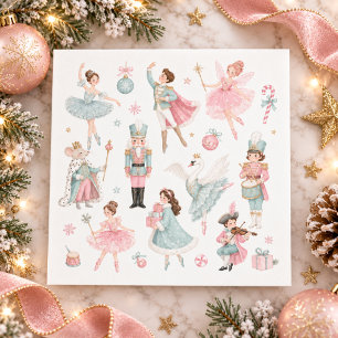 Serviette En Papier Casse-Noisette Noël Pastel Ballet Rose Papier