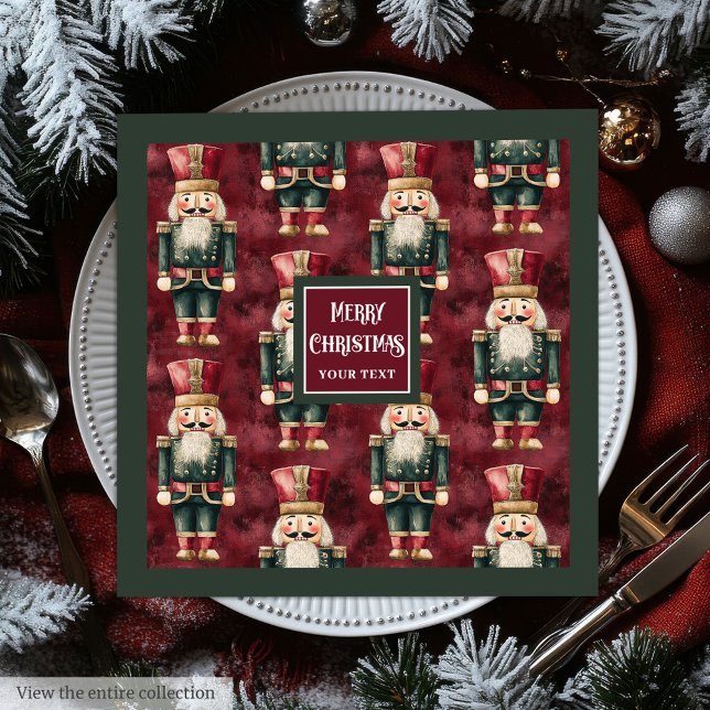 Serviette En Papier Casse-noix classique serviettes vert foncé bordeau (Classic nutcracker burgundy deep green napkins)
