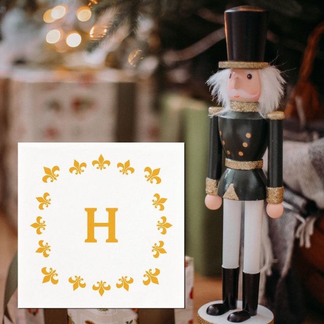 Serviette En Papier Casse-noix Fleur de Lis Coordonnée Monogramme (Créateur téléchargé)