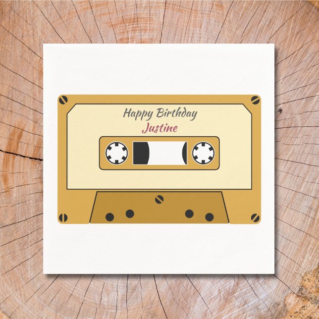 Serviette En Papier Cassette Bande Anniversaire Napkin (Cassette Tape Birthday Napkin )