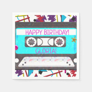 Serviette En Papier Cassette Tape Retro 80's 90's Theme Anniversaire