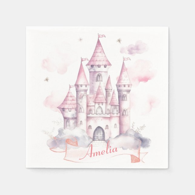 Serviette En Papier Castle Kingdom Princess 1er anniversaire (Devant)