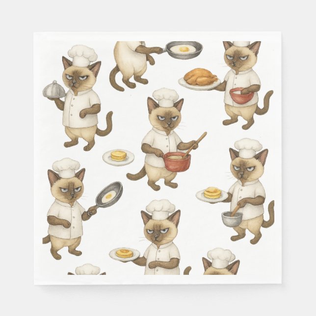 Serviette En Papier Cat Chef is cuisine Breakfast (Devant)
