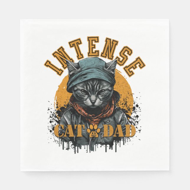 Serviette En Papier CAT DAD INTENSE Chats et chatons Design (Devant)