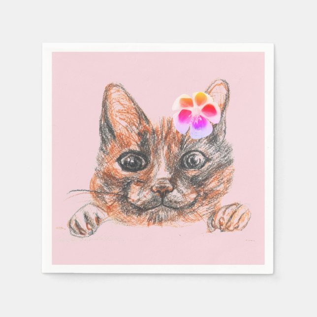 Serviette En Papier Cat Dessin Cute Partie Napkins (Devant)
