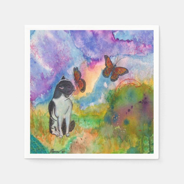 Serviette En Papier Cat et Monarques Papier serviettes (Devant)