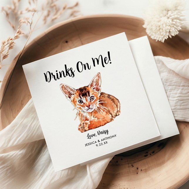 Serviette En Papier Cat Mariage Cocktail Napkins (Créateur téléchargé)