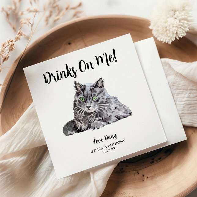 Serviette En Papier Cat Mariage Cocktail Napkins (Créateur téléchargé)