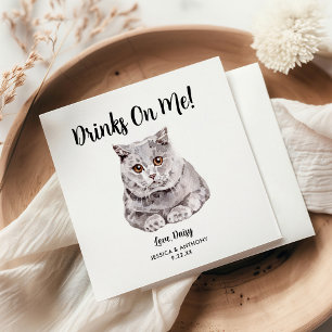 Serviette En Papier Cat Mariage Cocktail Napkins