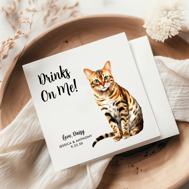 Serviette En Papier Cat Mariage Cocktail Napkins (Créateur téléchargé)