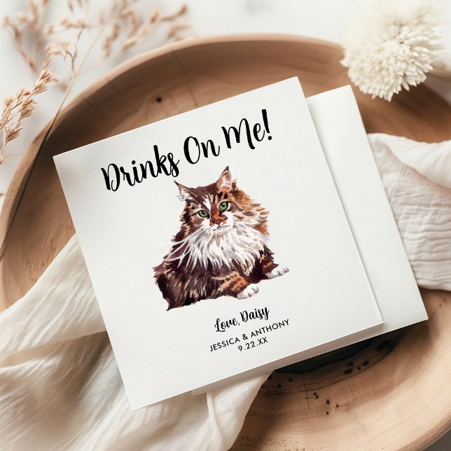Serviette En Papier Cat Mariage Cocktail Napkins (Créateur téléchargé)