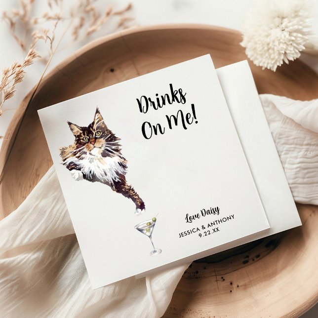 Serviette En Papier Cat Mariage Cocktail Napkins (Créateur téléchargé)