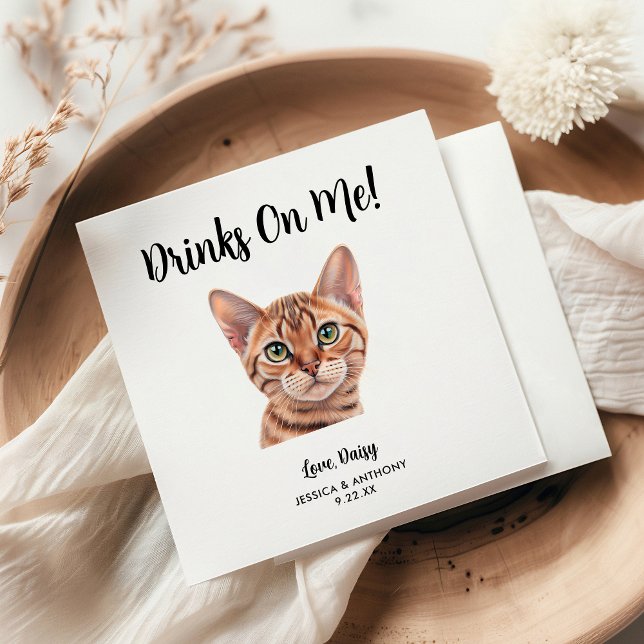 Serviette En Papier Cat Mariage Cocktail Napkins (Créateur téléchargé)