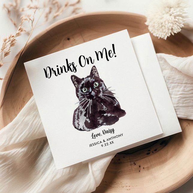 Serviette En Papier Cat Mariage Cocktail Napkins (Créateur téléchargé)