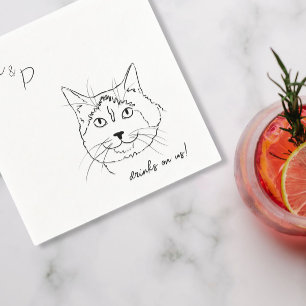 Serviette En Papier Cat Mariage Cocktail Napkins