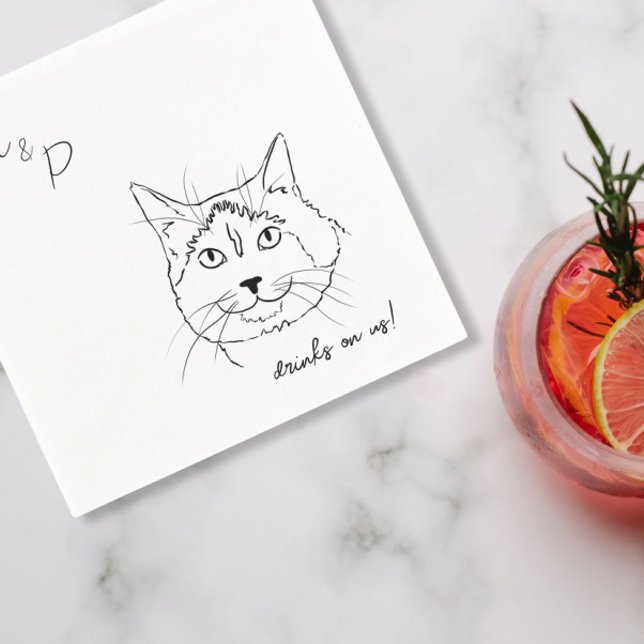 Serviette En Papier Cat Mariage Cocktail Napkins (Créateur téléchargé)