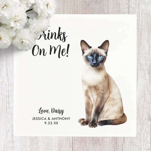 Serviette En Papier Cat Mariage Cocktail Napkins (Créateur téléchargé)